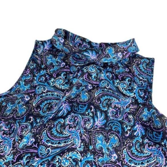 Talbots Sleevless Satin Cowlneck Paisley Blouse - Picture 3 of 5